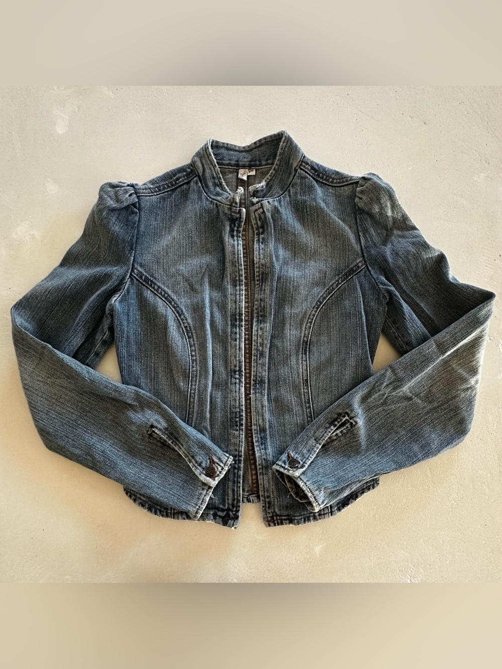 Joie Faded Blue Denim Zip Jacket